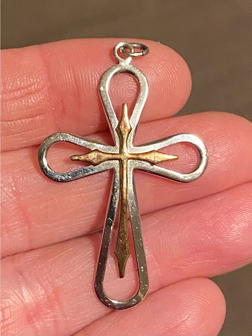 VTG PPC Princess Pride Creations 925 Sterling Silver Gold Cross Pendant